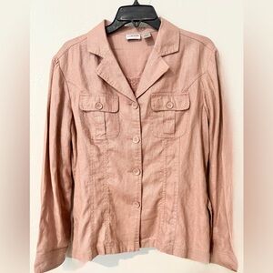 Chico’s Rose Linen Lurex Utility Jacket Large